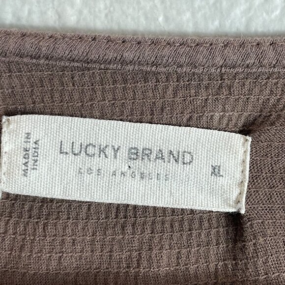 Lucky Brand Womens XL Embroidered Peasant Blouse Brown Long Sleeve Boho Shirt - Picture 4 of 12